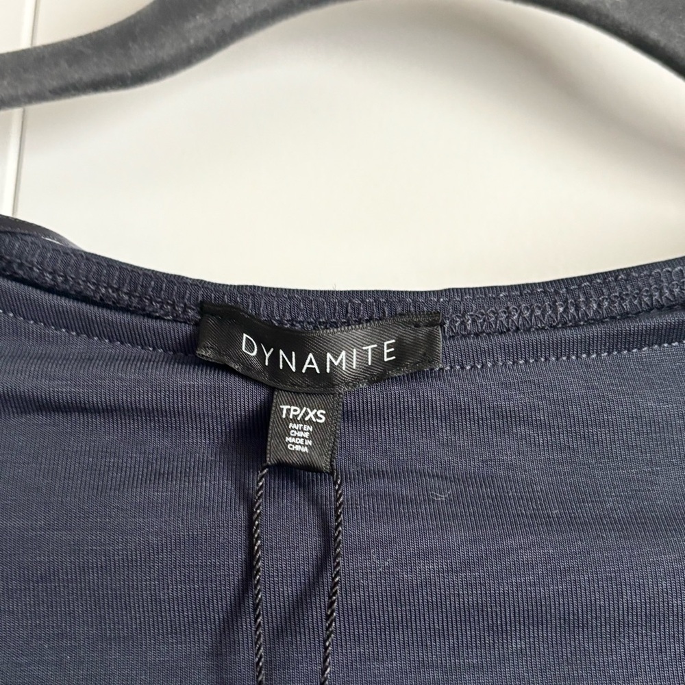 3/$45 Dynamite Boatneck Dark blue Long Sleeve Women's Top - Picture 3 of 4